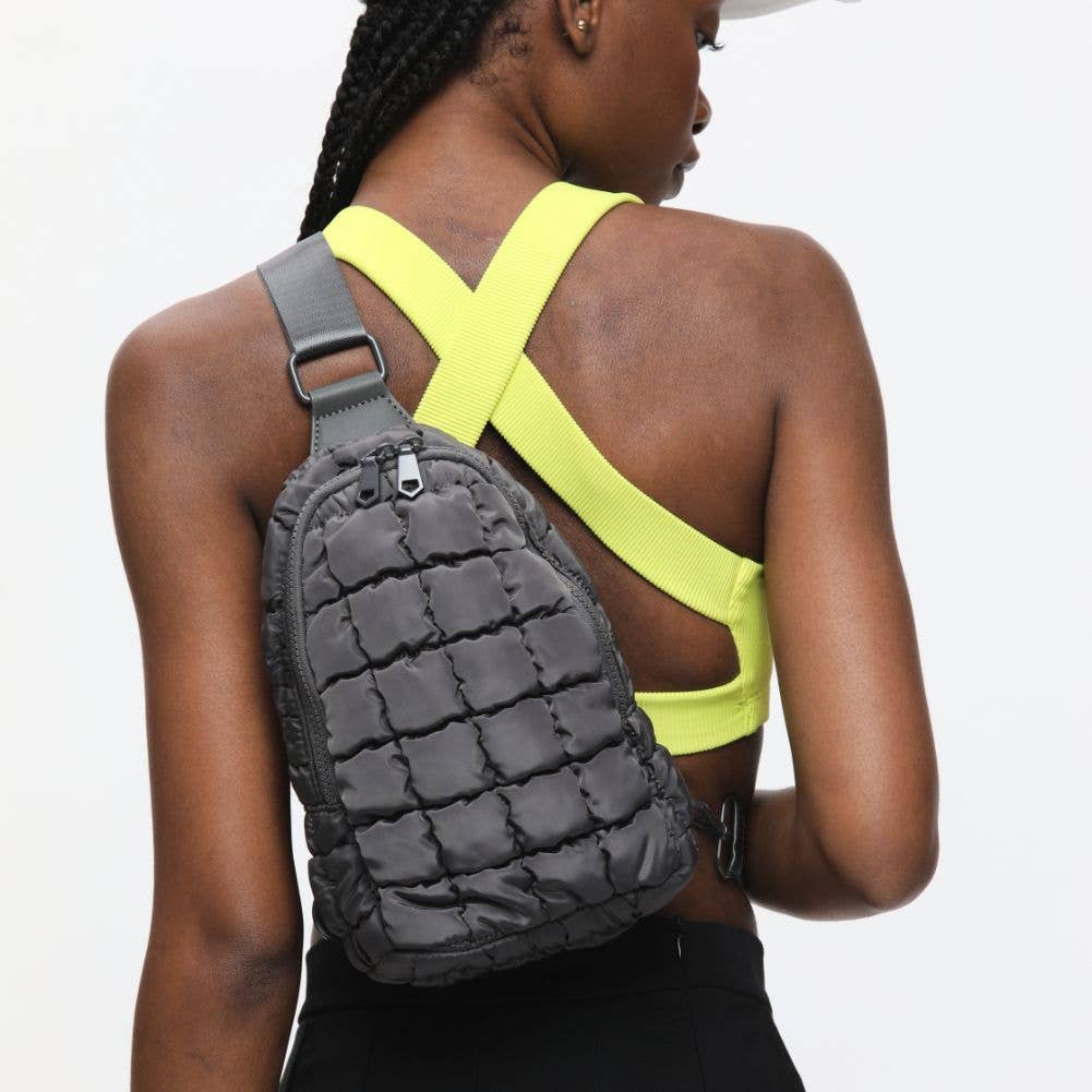 Rejuvenate - Quilted Nylon Sling Backpack: Black