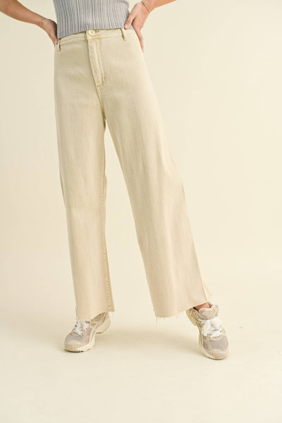 MIOU MUSE - STRAIGHT WIDE LEG DENIM PANTS