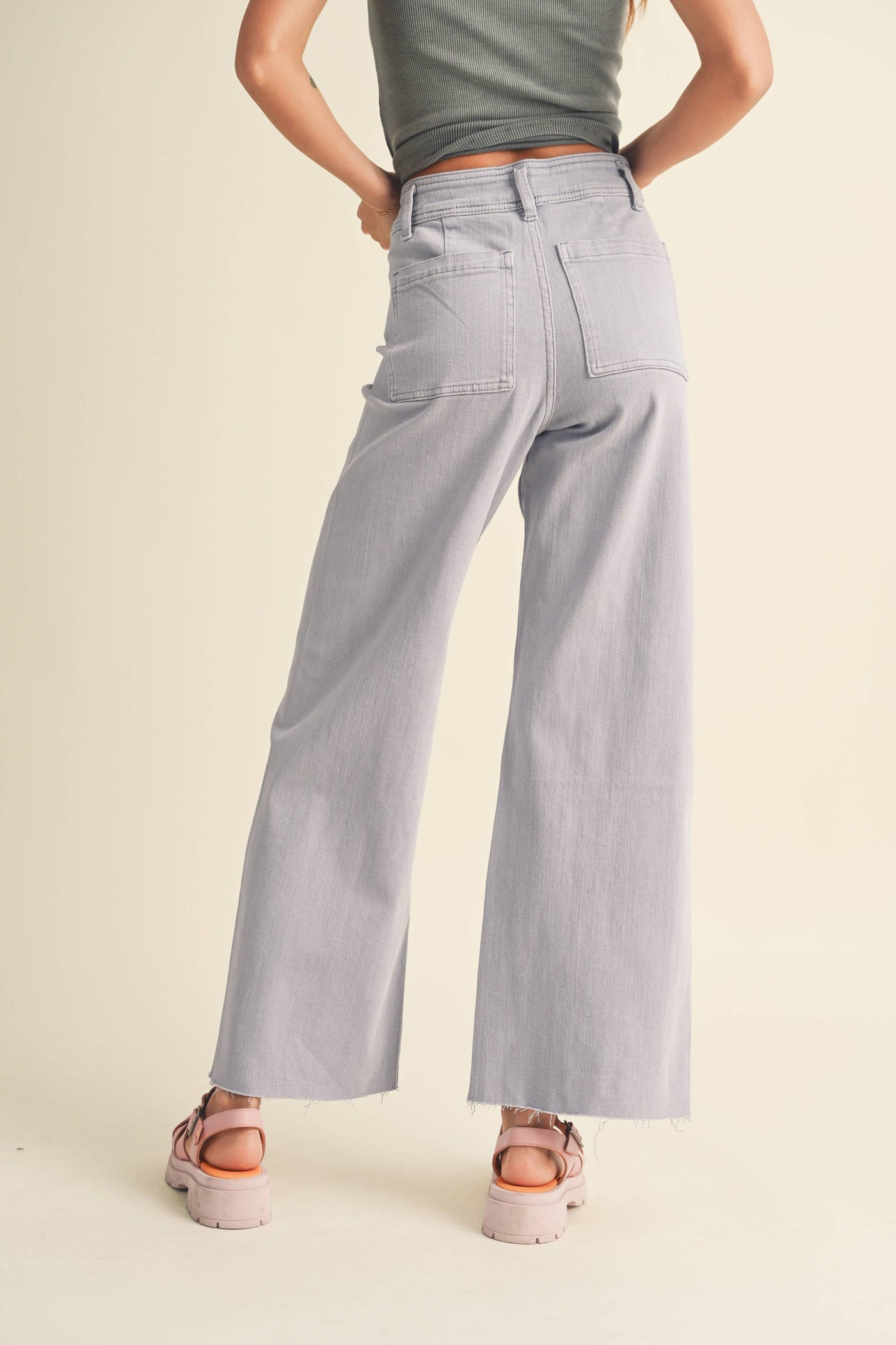 MIOU MUSE - STRAIGHT WIDE LEG DENIM PANTS