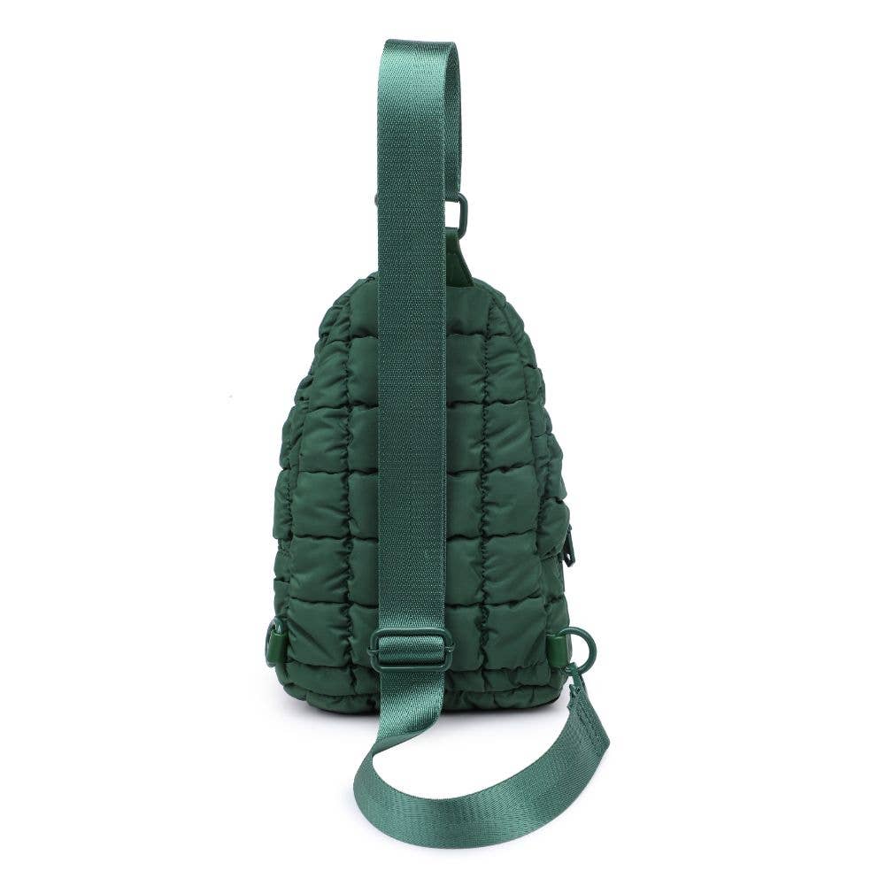 Rejuvenate - Quilted Nylon Sling Backpack: Emerald