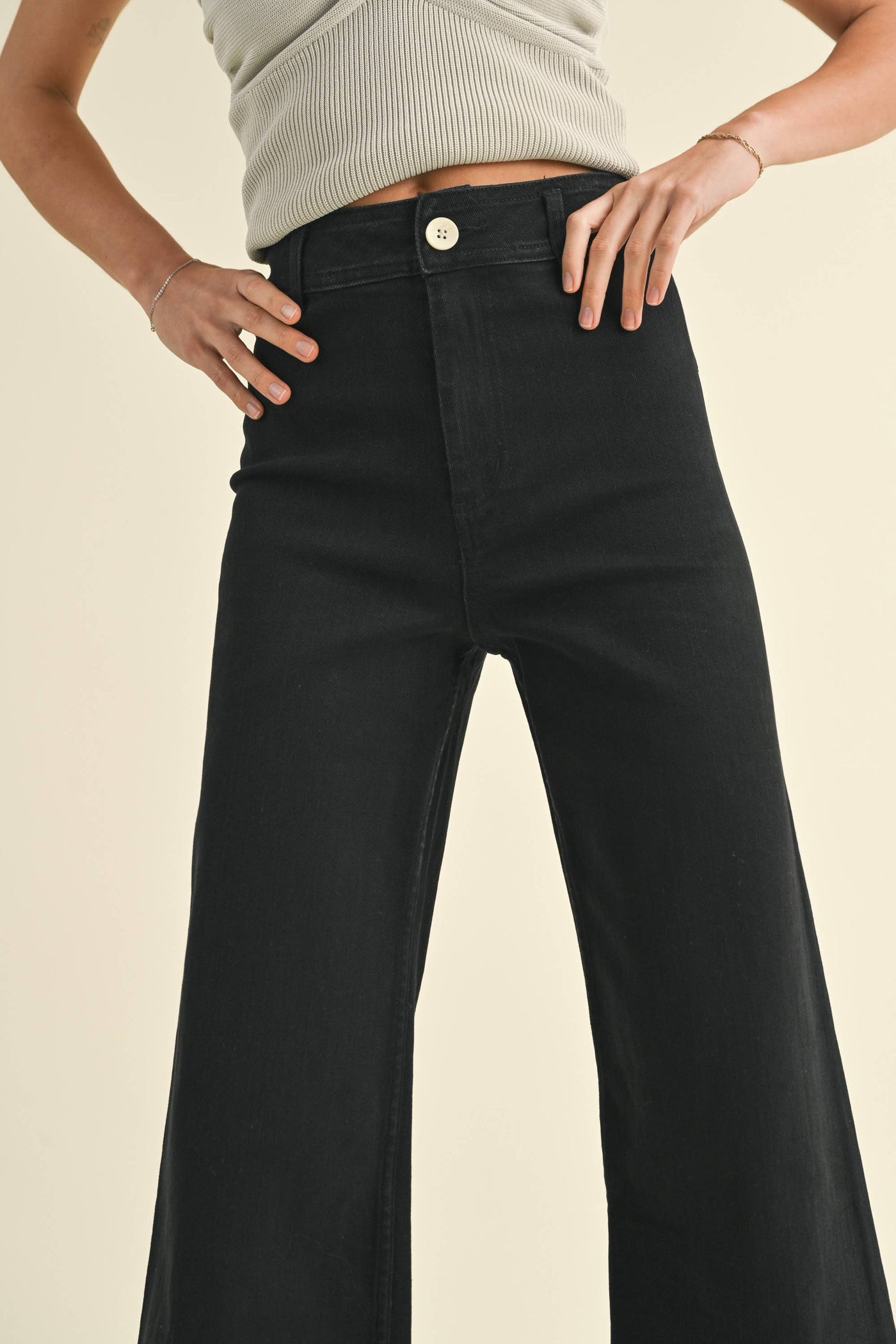 MIOU MUSE - STRAIGHT WIDE LEG DENIM PANTS