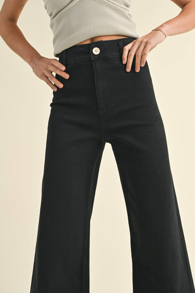 MIOU MUSE - STRAIGHT WIDE LEG DENIM PANTS