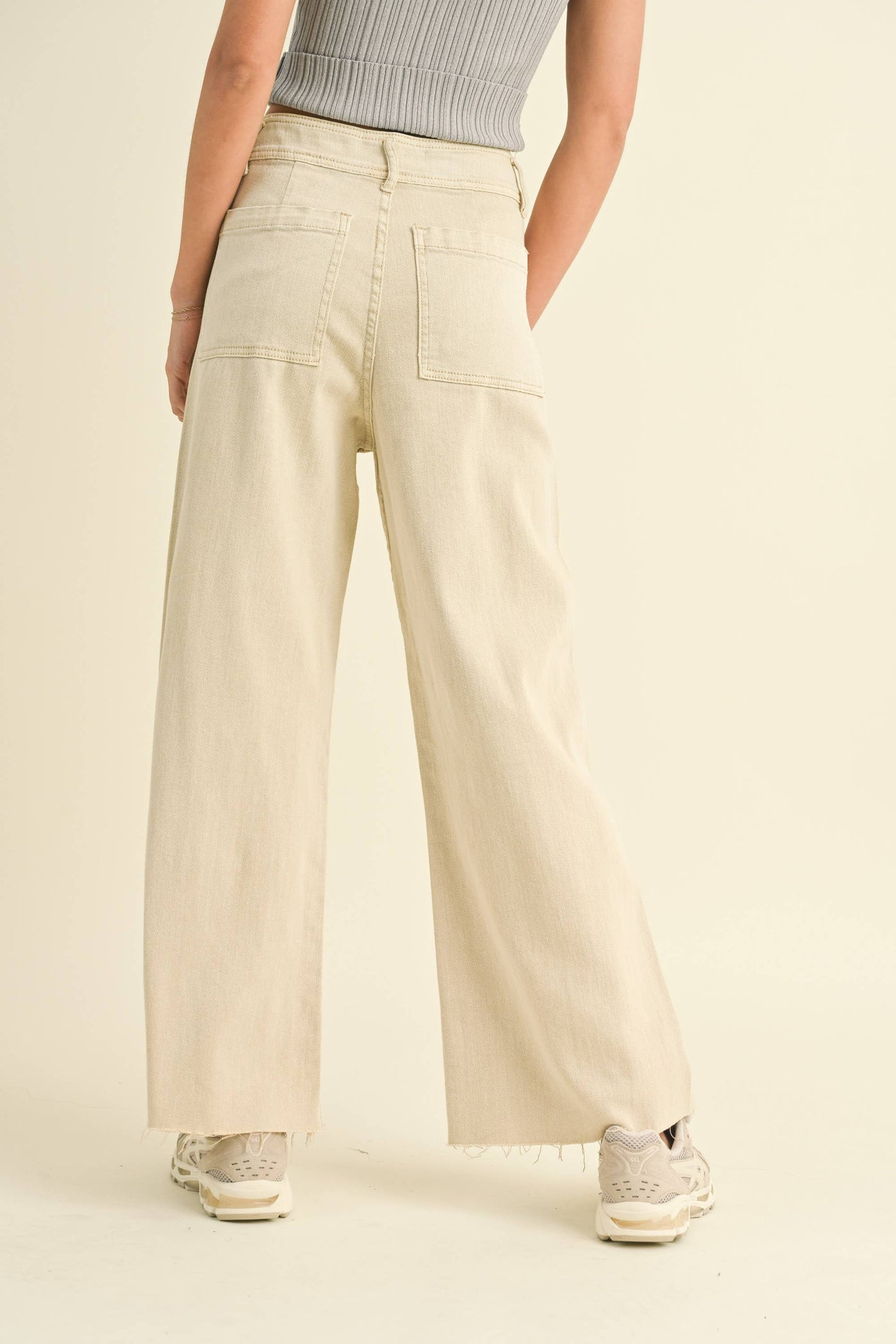 MIOU MUSE - STRAIGHT WIDE LEG DENIM PANTS