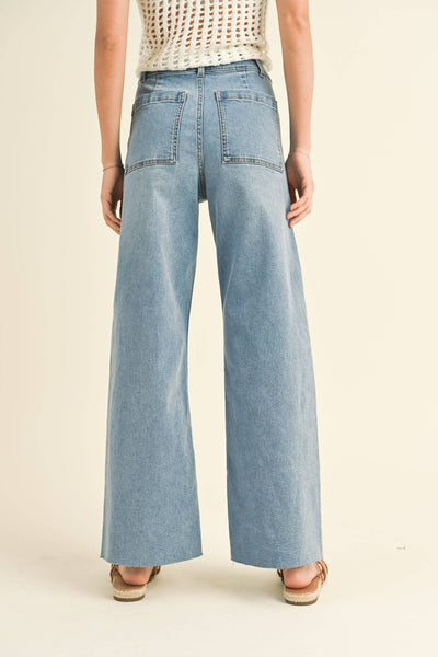 MIOU MUSE - STRAIGHT WIDE LEG DENIM PANTS