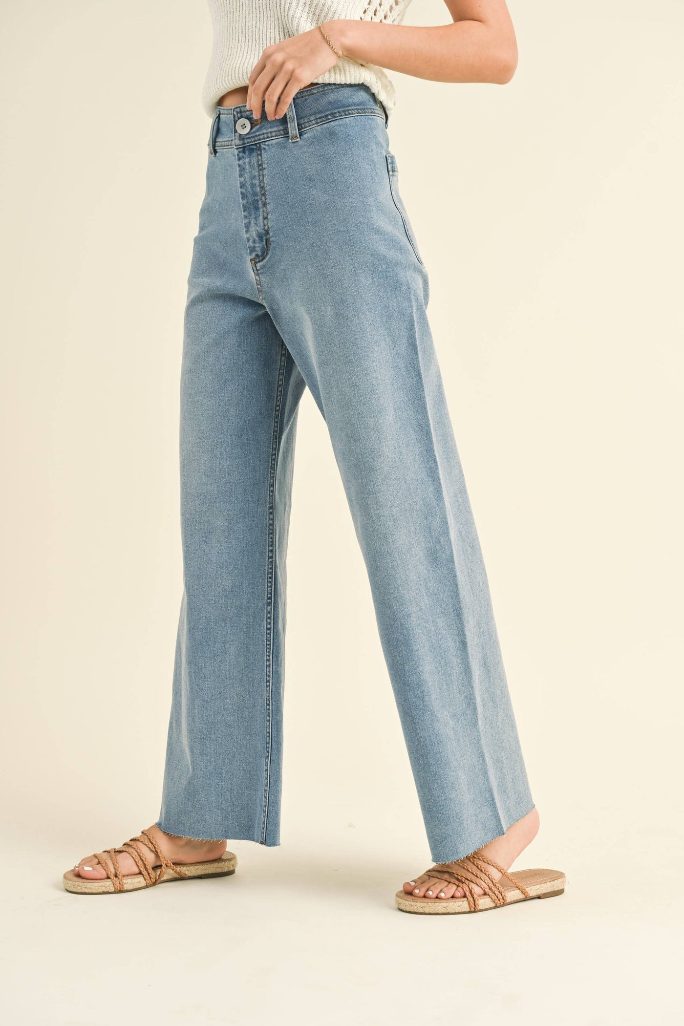 MIOU MUSE - STRAIGHT WIDE LEG DENIM PANTS