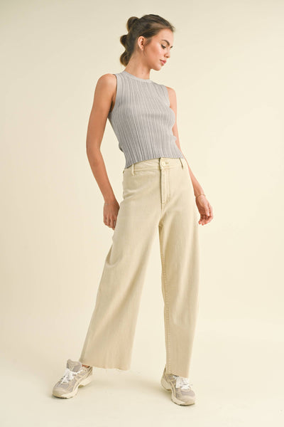 MIOU MUSE - STRAIGHT WIDE LEG DENIM PANTS