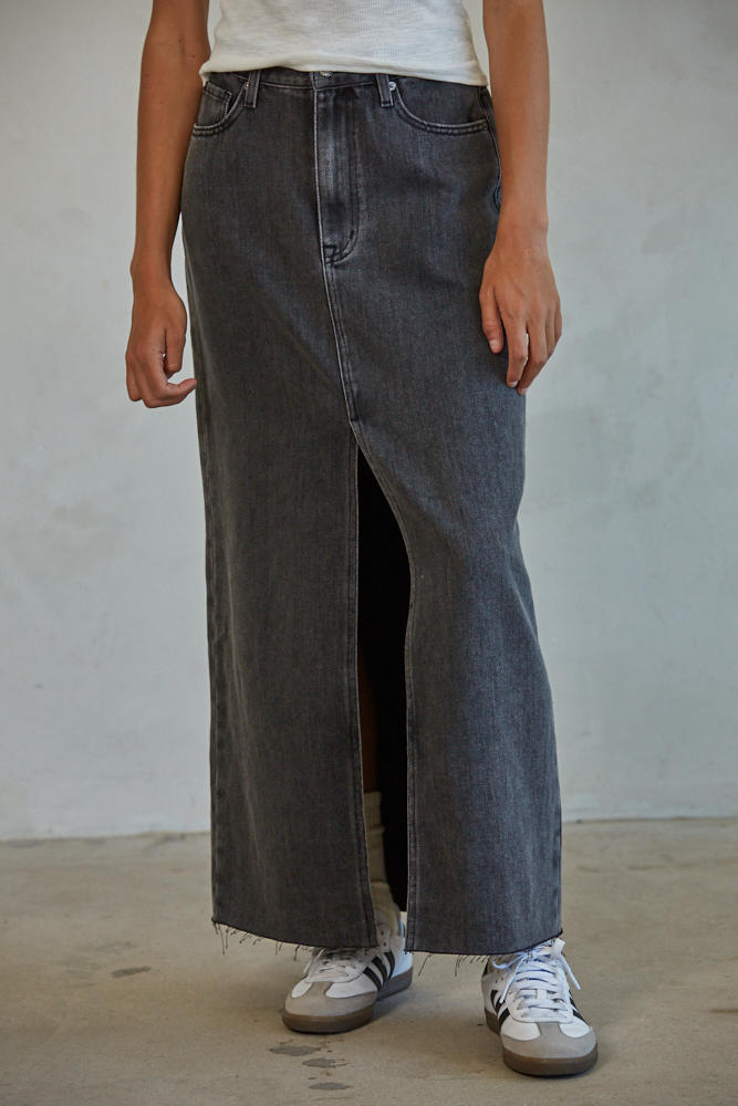 By Together | Black Denim Long Skirt