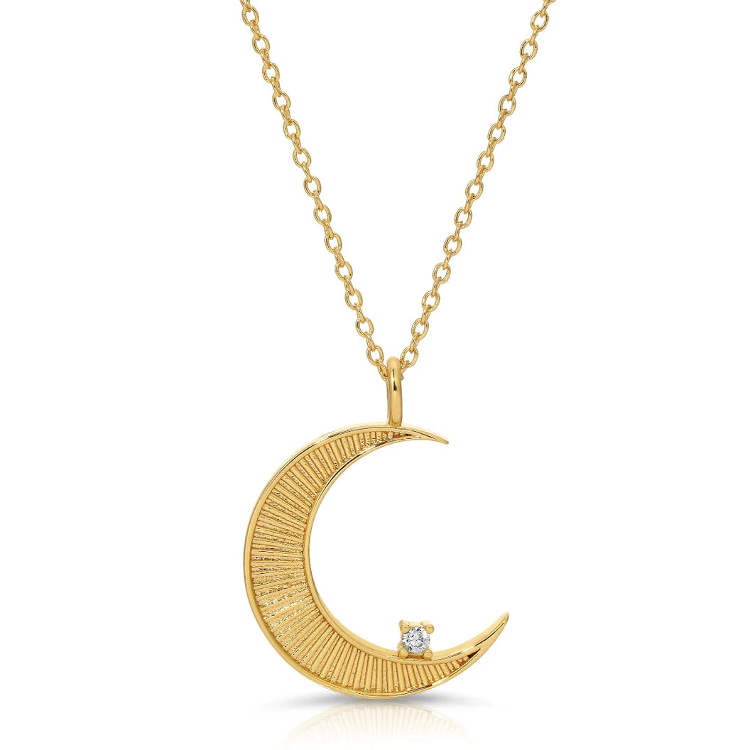 Elizabeth Stone Jewelry La Lune Pendant - Gold