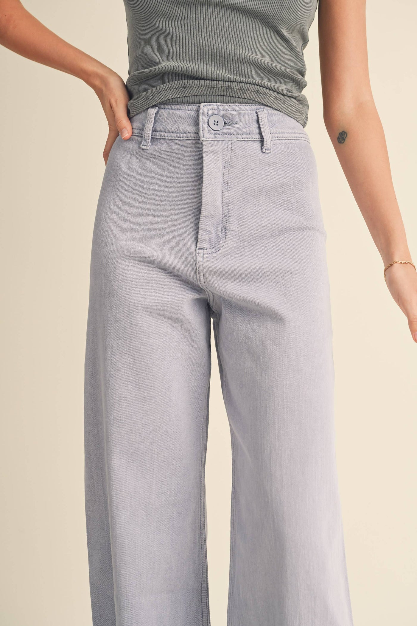 MIOU MUSE - STRAIGHT WIDE LEG DENIM PANTS