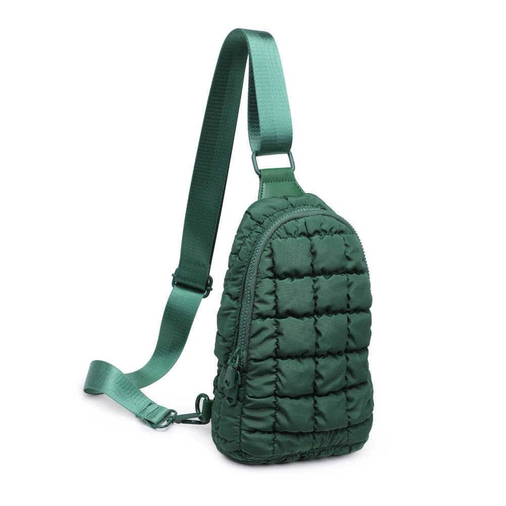 Rejuvenate - Quilted Nylon Sling Backpack: Emerald