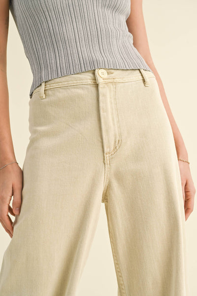 MIOU MUSE - STRAIGHT WIDE LEG DENIM PANTS