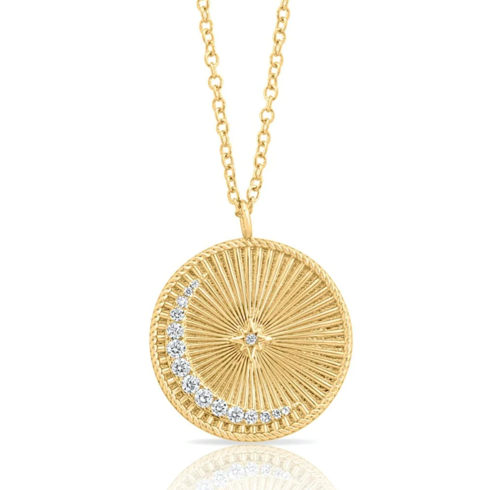 Elizabeth Stone Jewelry Celestial Coin Pendant