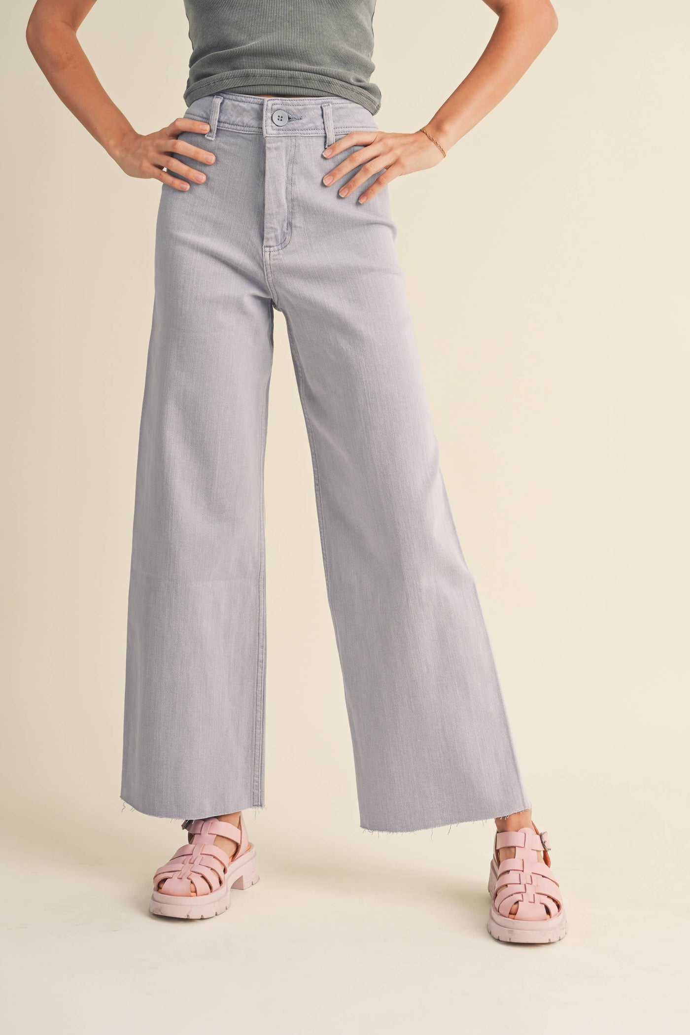 MIOU MUSE - STRAIGHT WIDE LEG DENIM PANTS