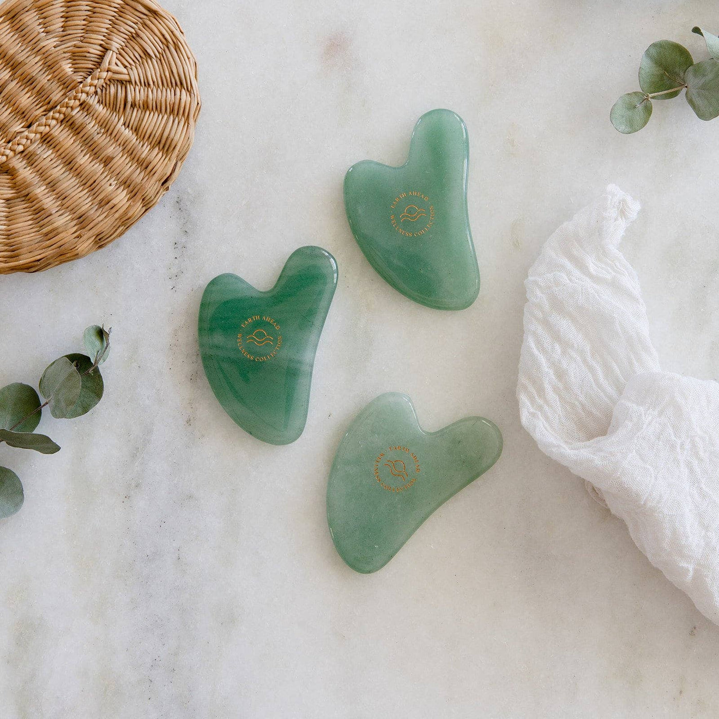 Earth Ahead - Green Aventurine Gua Sha Tool in Wellness Collection Pouch
