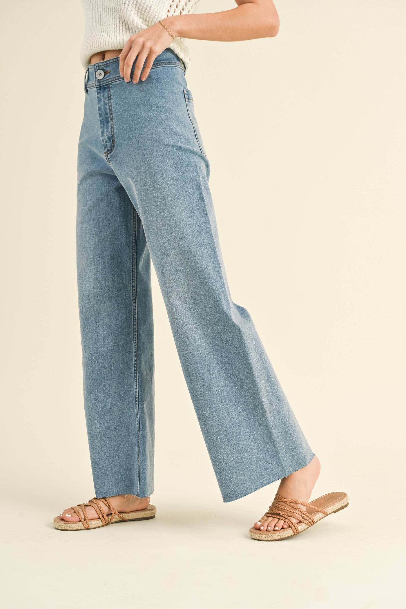 MIOU MUSE - STRAIGHT WIDE LEG DENIM PANTS