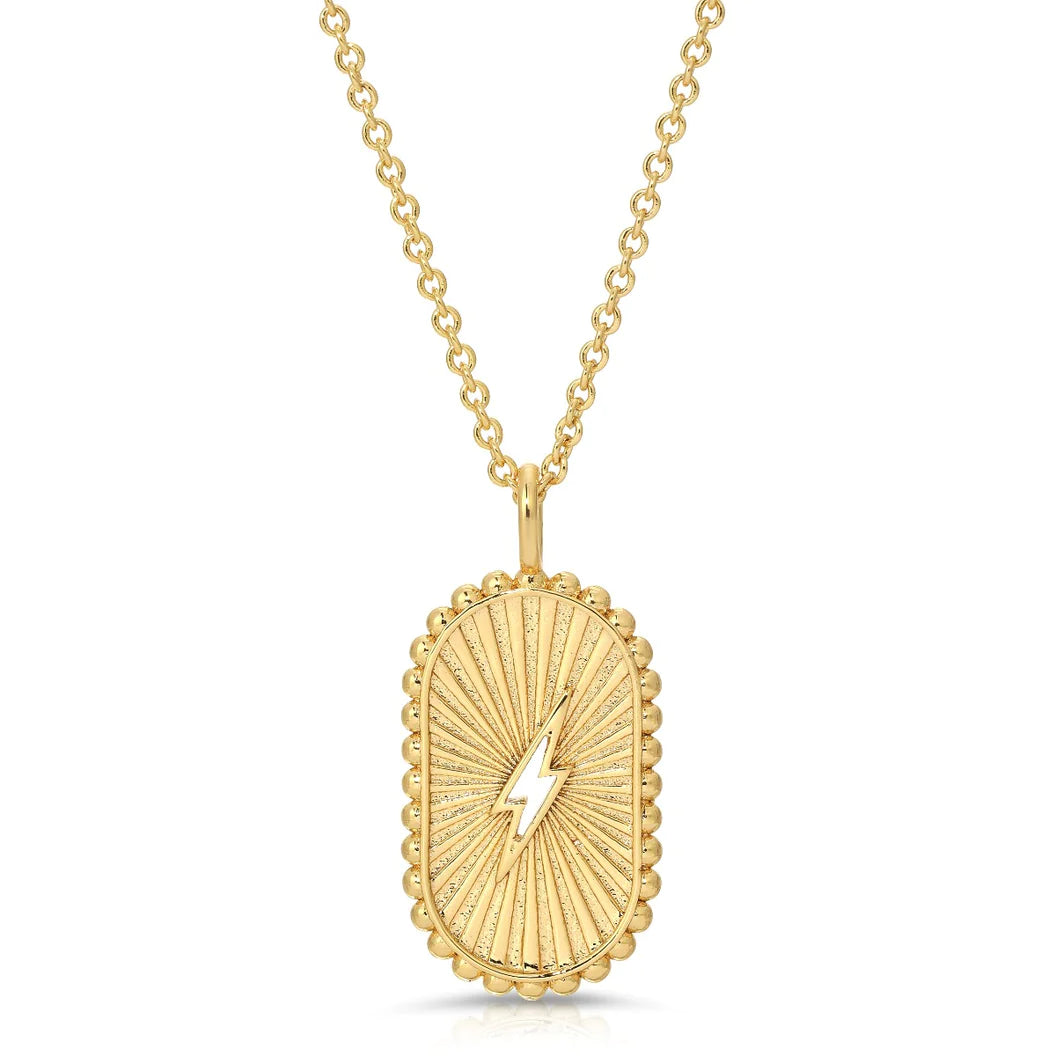 Elizabeth Stone Jewelry Lightning Pendant - Gold
