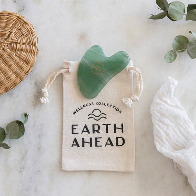 Earth Ahead - Green Aventurine Gua Sha Tool in Wellness Collection Pouch