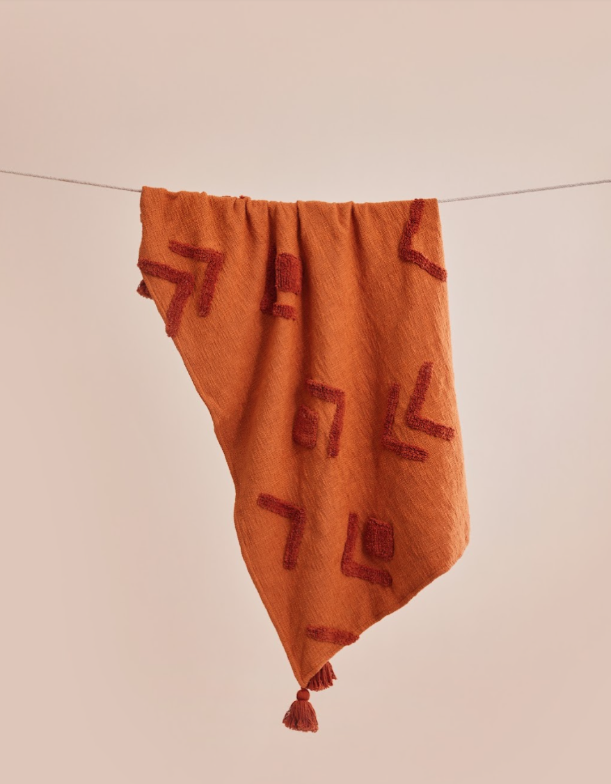 Casa Amarosa | Handmade Boho Throw Blanket: Rust
