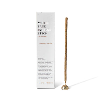 Cedar and Myrrh - White Sage Hand-rolled Incense Stick