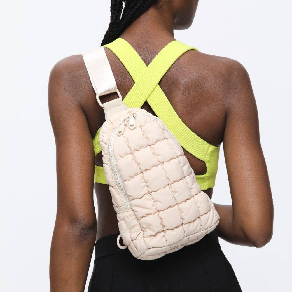 Rejuvenate - Quilted Nylon Sling Backpack: Cream
